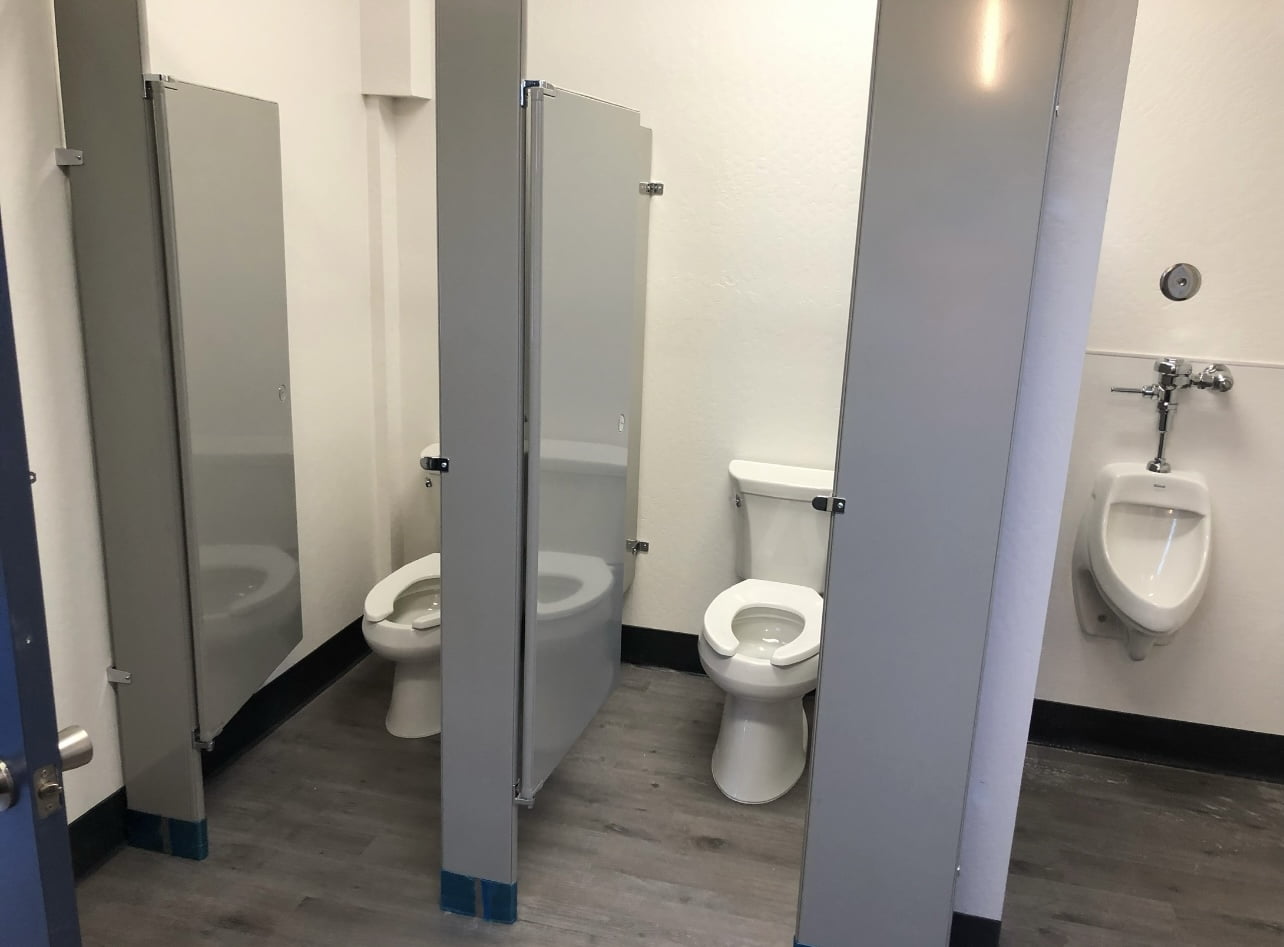 Commercial bathroom installation