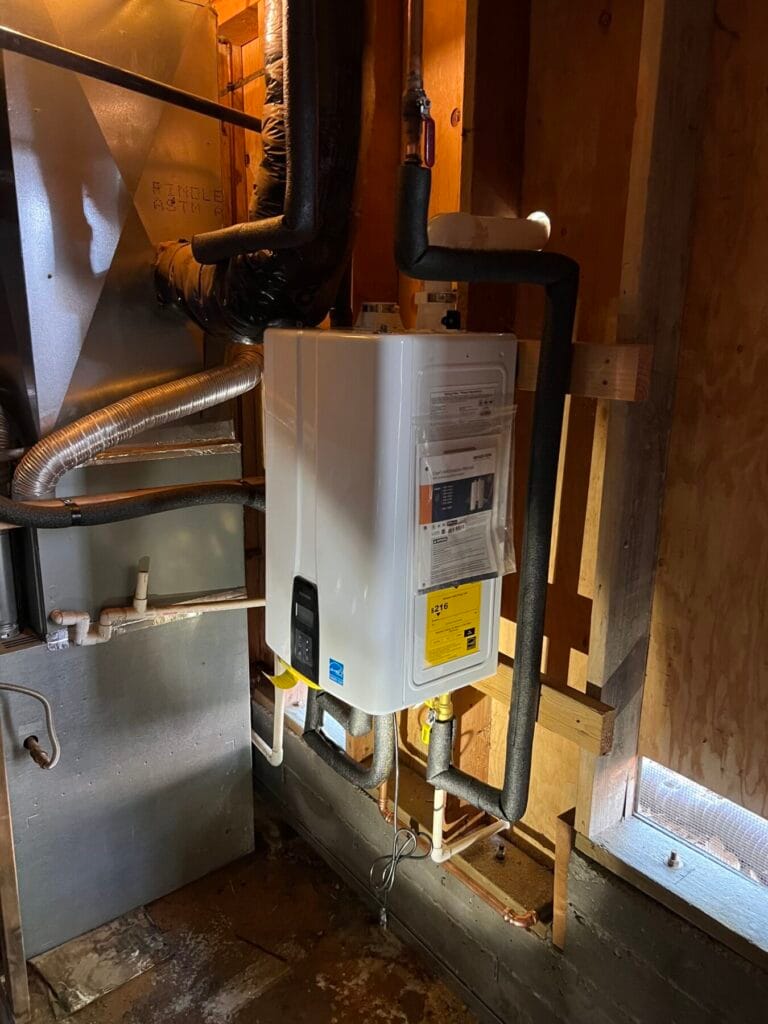Propane tankless water heater installed in Twain Harte cabin
